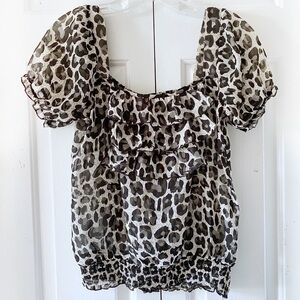 Catch My I Womens Black White Animal Print Top S